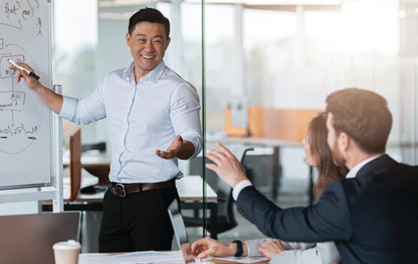 Professional group training session focused on developing executive leadership skills.